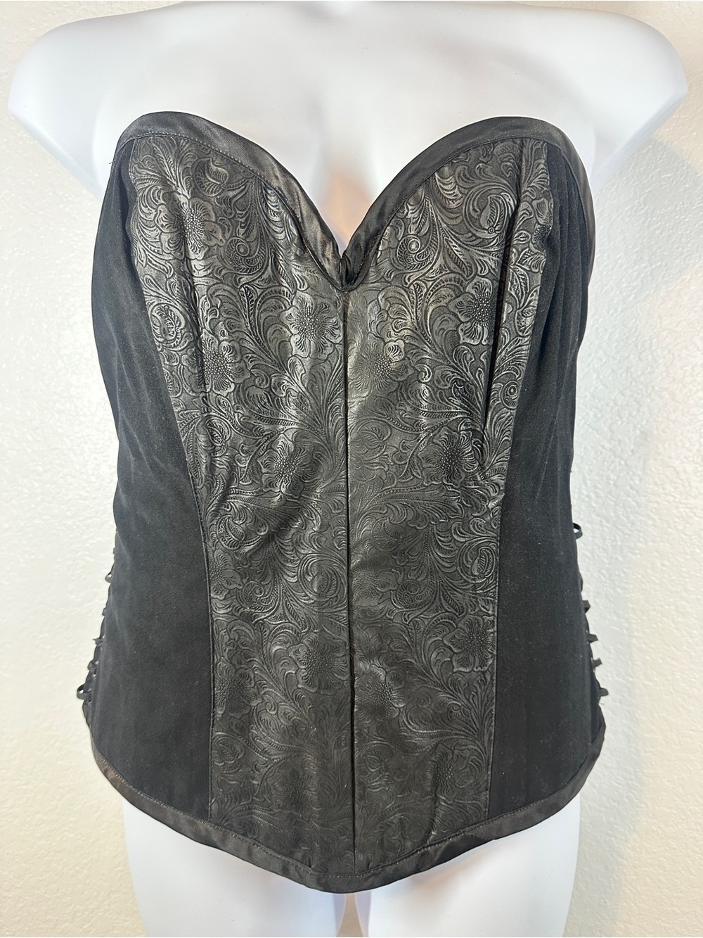 Faux Tooled Leather Corset Ren Fair, Pirate Poss. XL Check Size (b60)
